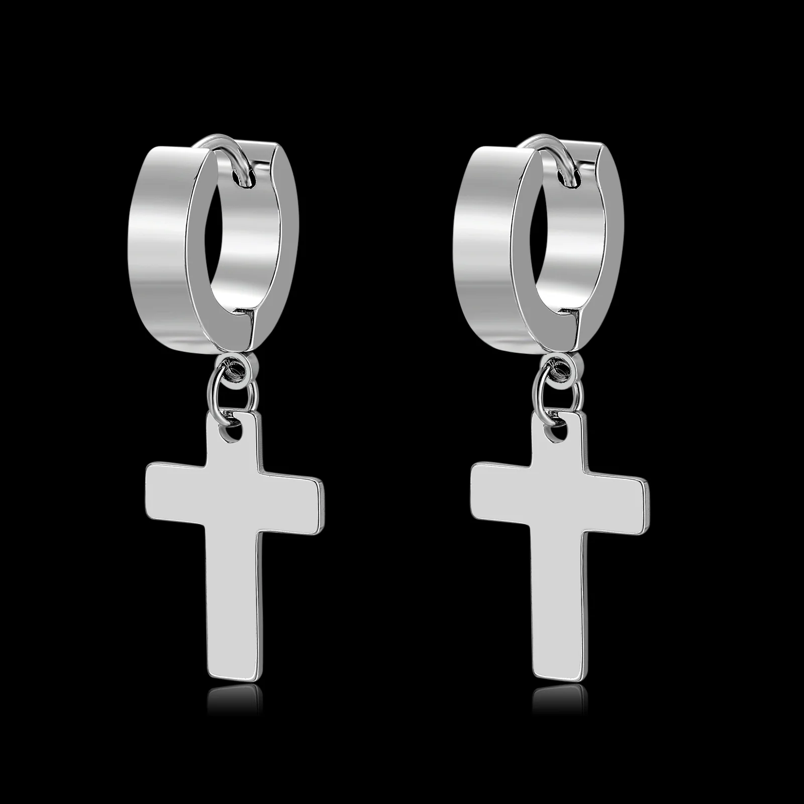 CROSS HANGER EARRINGS. - SILVER - Image 4